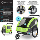 KESSER® Fietsaanhanger - Kinderaanhanger - Max. 40kg - Groen
